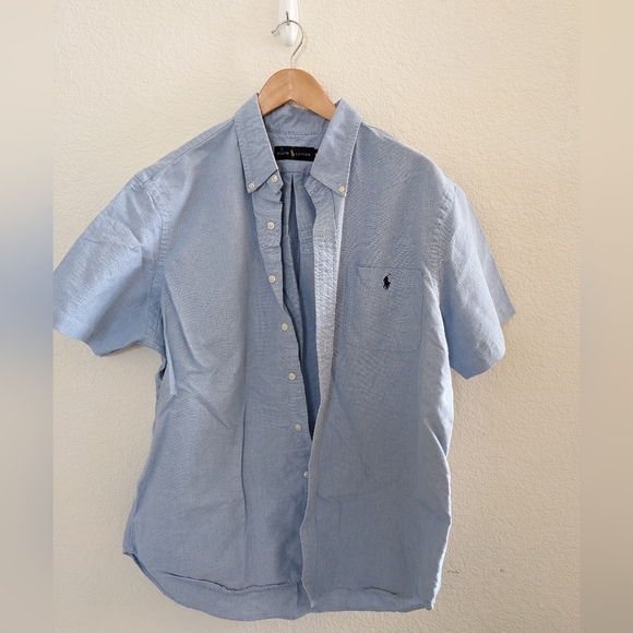 Ralph Lauren Short Sleeve Polo Logo Chambray Collared Shirt.High Quality Classic - Picture 8 of 8